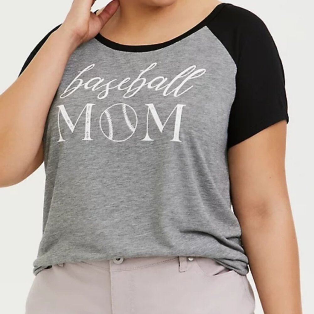 TORRID BASEBALL MOM CLASSIC FIT RAGLAN TEE NWT sz 3